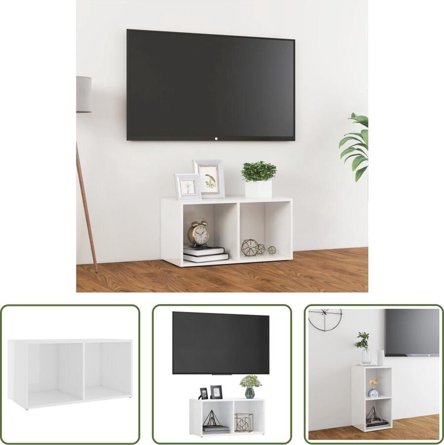 The Living Store Televisiekast Trendy 72 x 35 x 36.5 cm Hoogglans wit Met 2 vakken - Foto 2