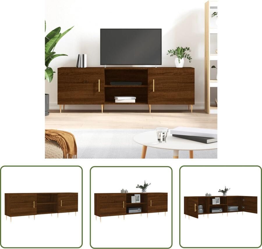 The Living Store Televisiekast Trendy en pra TV-meubel Afmetingen- 150 x 30 x 50 cm Kleur- Bruineiken Materiaal- Bewerkt hout en ijzer - Foto 2