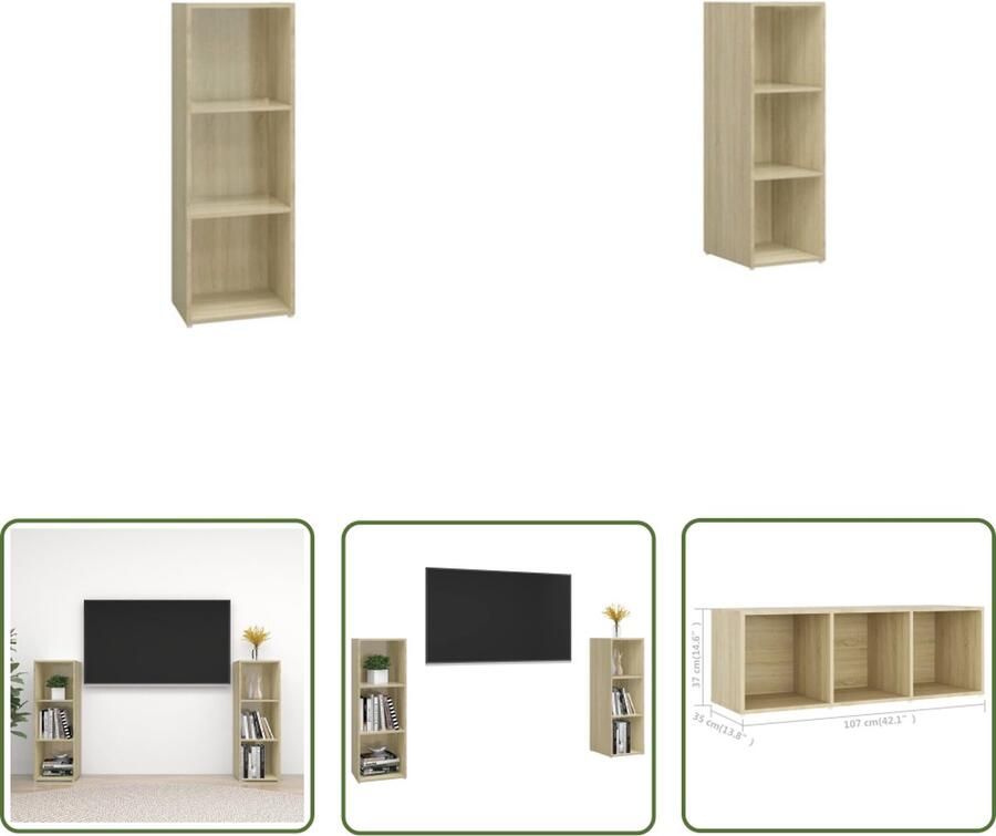 The Living Store Televisiekast TV-meubel 107 x 35 x 37 cm sonoma eiken