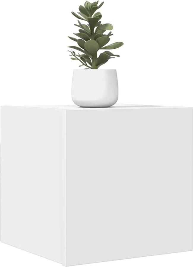 The Living Store Televisiekastenset Wit 30.5 x 30 x 30 cm (B x D x H) Wandbevestiging Links Rechts Bewerkt hout - Foto 3