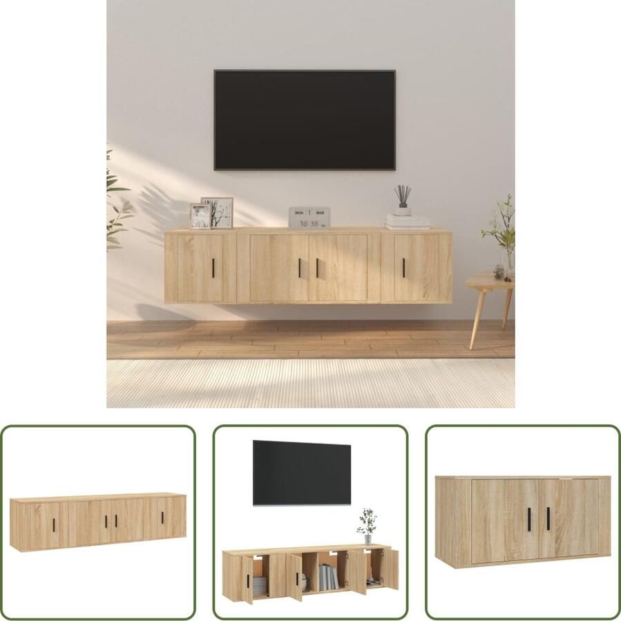 The Living Store Televisiekastenset Tv-meubel 80x34.5x40cm 2x tv-meubel 40x34.5x40cm - Foto 2