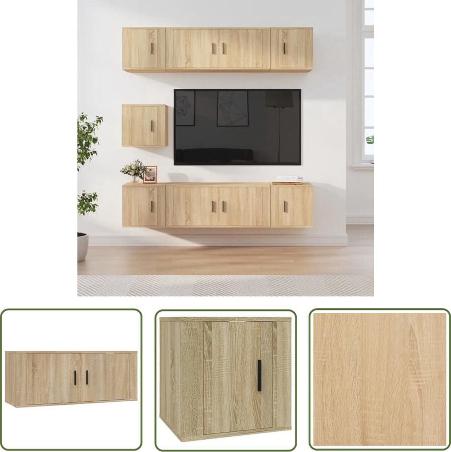 The Living Store Televisiekastenset V2 Sonoma eiken 2x 100x34.5x40cm en 5x 40x34.5x40cm Trendy en praktisch - Foto 2
