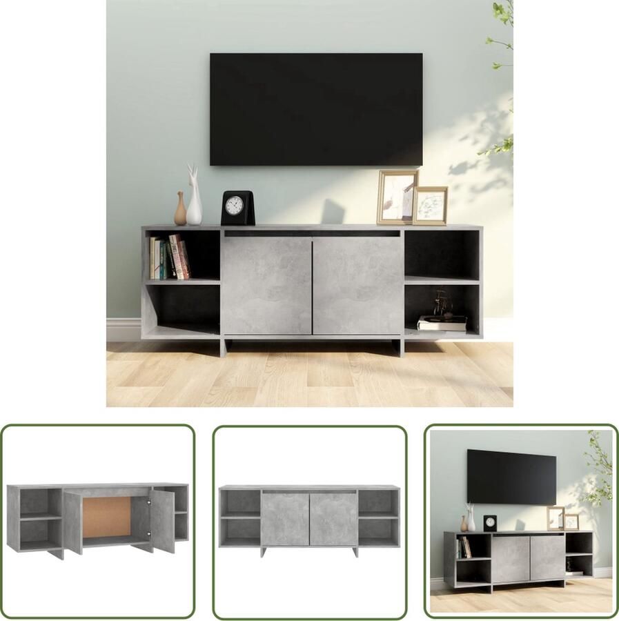 The Living Store Televisiemeubel Betongrijs 130 x 35 x 50 cm Stabiele constructie - Foto 2