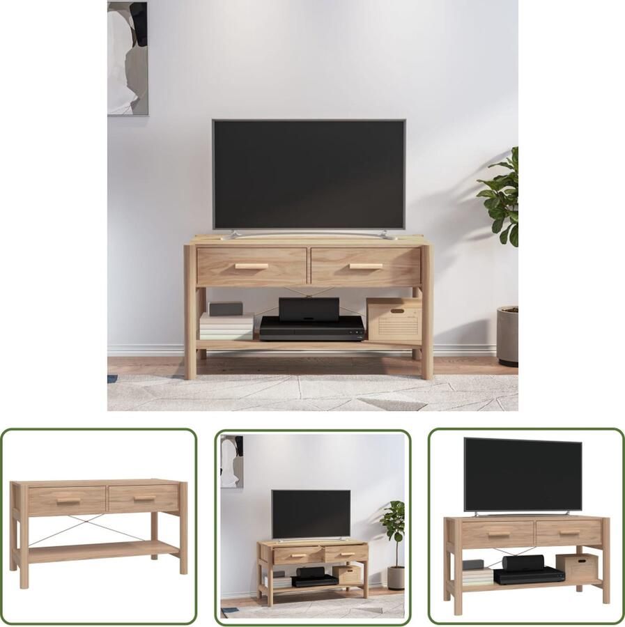 The Living Store Televisiemeubel Klassiek design Duurzaam bewerkt hout Stabiele houten poot Voldoende opbergruimte Stevig blad 82x38x45 cm Televisiescherm Salontafel Meubilair Houtskelet Bruine Kast - Foto 2
