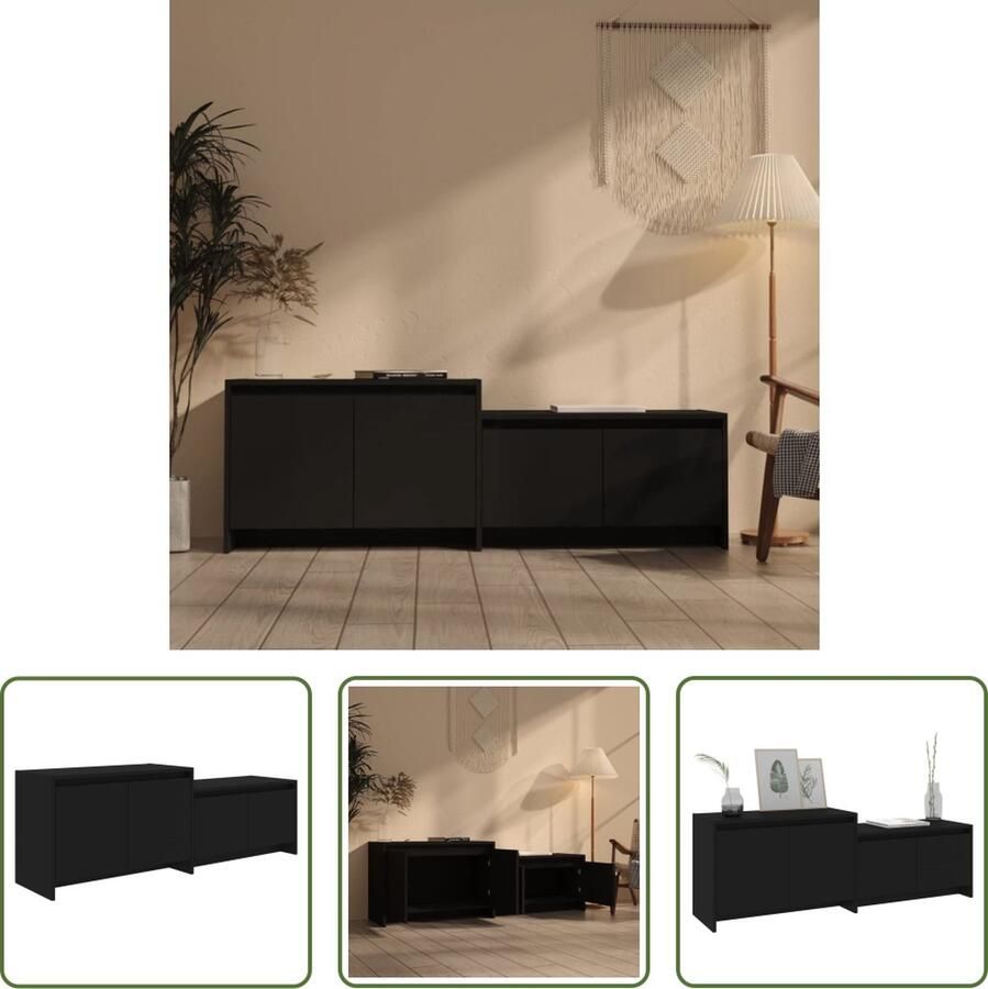 The Living Store Tv-meubel Serie Televisiemeubel 146.5x35x50cm Stabiele constructie 4 deuren - Foto 2