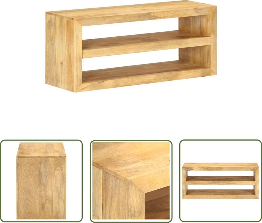 The Living Store Televisiemeubel Rustieke Charme Massief Mangohout 107 x 35 x 45 cm Tv-meubel Mangohout Meubilair Rustic Tv Stand Vintage Tv Cabinet Living Room Furniture - Foto 2