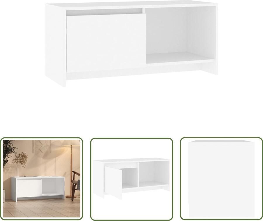 The Living Store Televisiemeubel Wit 90 x 35 x 40 cm Stabiele constructie - Foto 2