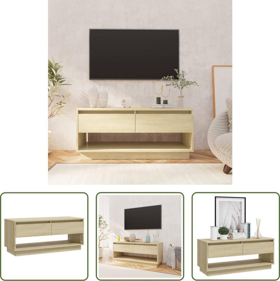 The Living Store Televisiemeubel Sonoma Eiken 102 x 41 x 44 cm Stabiele constructie - Foto 2