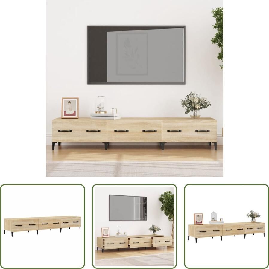 The Living Store Televisiemeubel Sonoma Eiken Moderne Media-kast 150 x 34.5 x 30 cm Stevig Voldoende opbergruimte - Foto 2