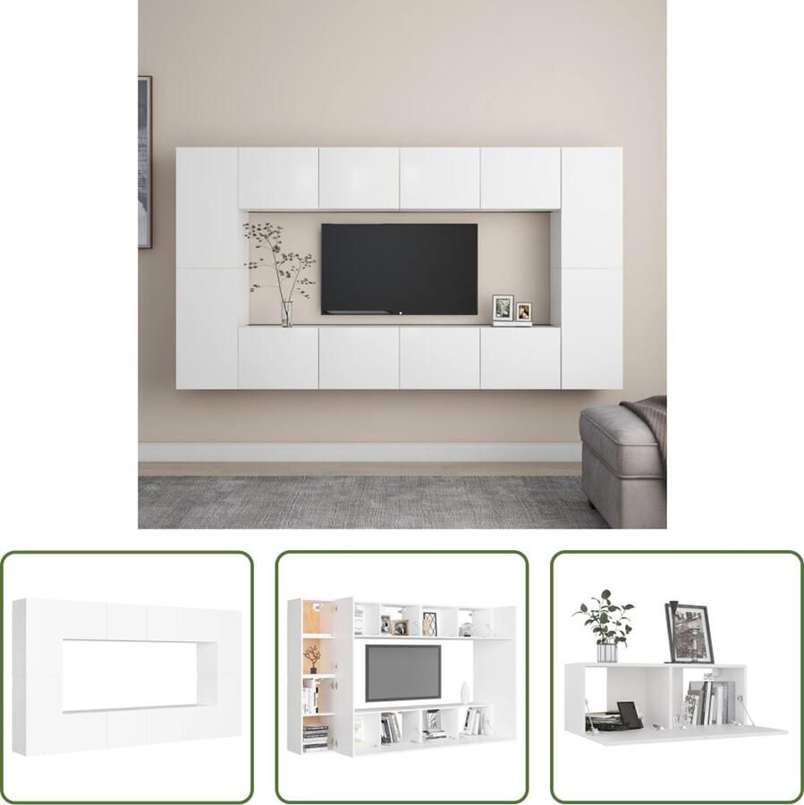 The Living Store Televisiekast Trendy design en praktisch Muurbevestiging Meerdere opbergvakken Onderhoudsvriendelijk Kleur- wit Materiaal- spaanplaat Afmetingen (L)- 80 x 30 x 30 cm Afmetingen (M)- 30.5 x 30 x 60 cm Montage vereist - Foto 2