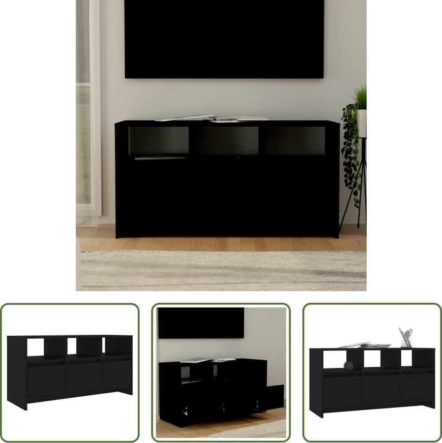 The Living Store Televisiemeubel Stabiele constructie met 3 laden en 3 schappen Zwart 102 x 37.5 x 52.5 cm - Foto 2