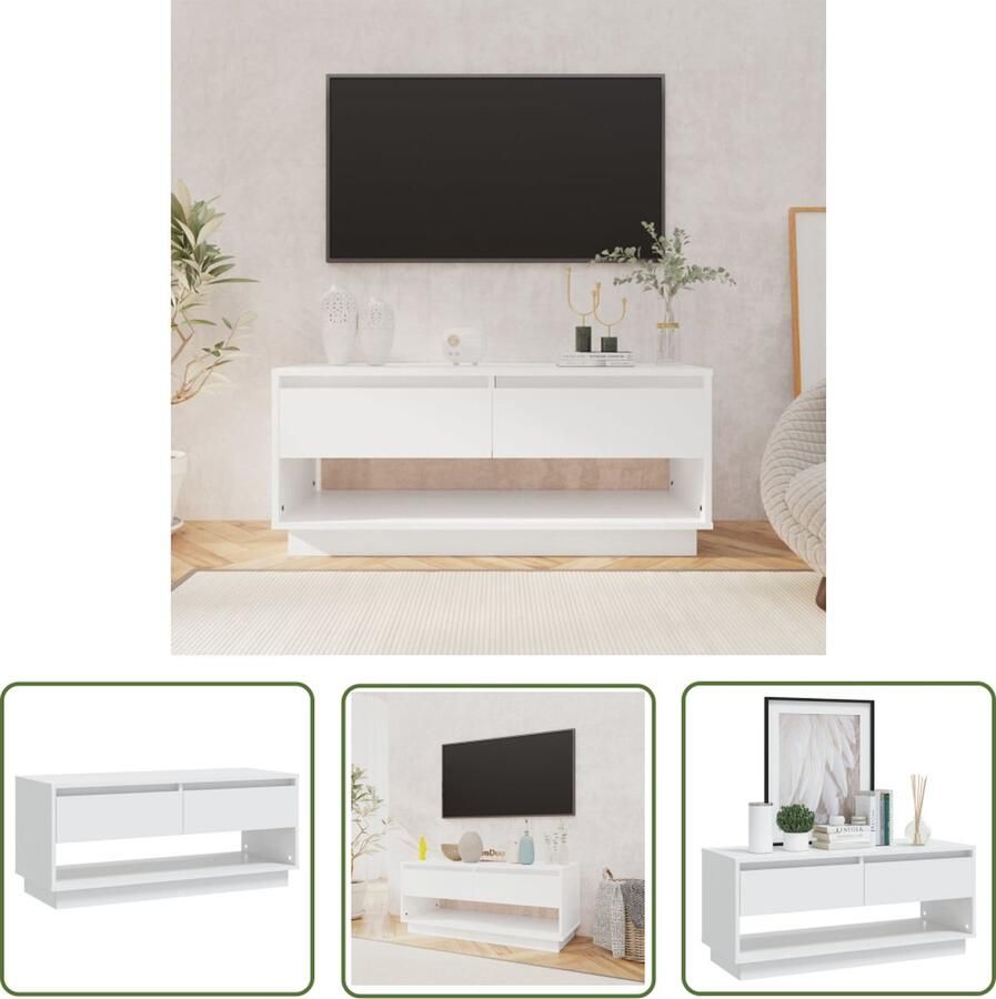 The Living Store Televisiemeubel Stereokast 102 x 41 x 44 cm Wit - Foto 2