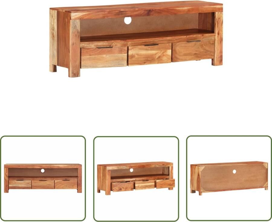 The Living Store Televisiemeubel Stereokast 110 x 30 x 40 cm Massief acaciahout - Foto 2