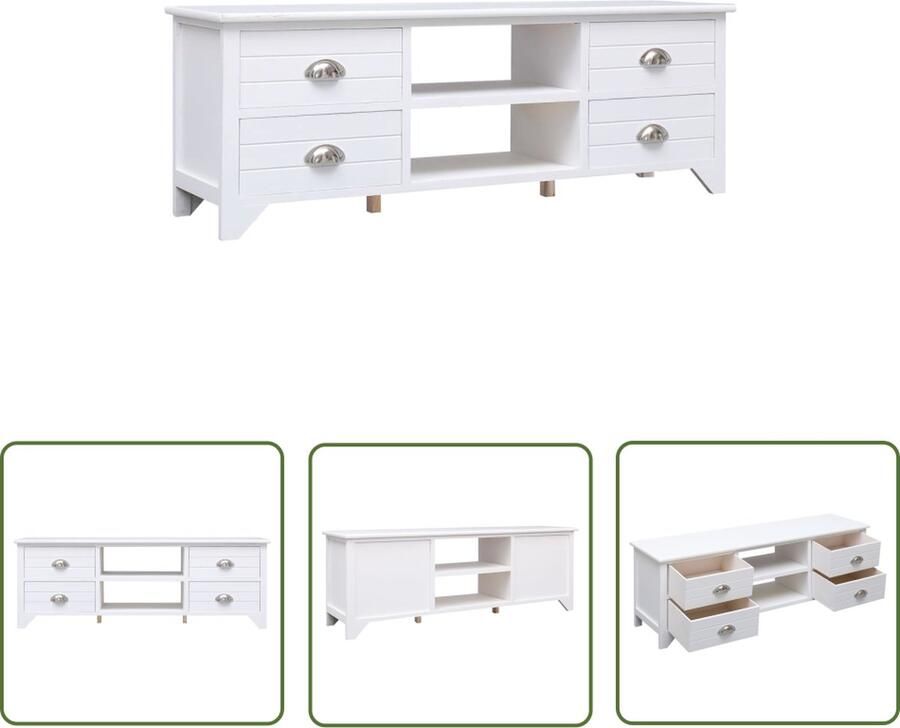 The Living Store Televisiemeubel Vintage 108 x 30 x 40 cm wit hout - Foto 2