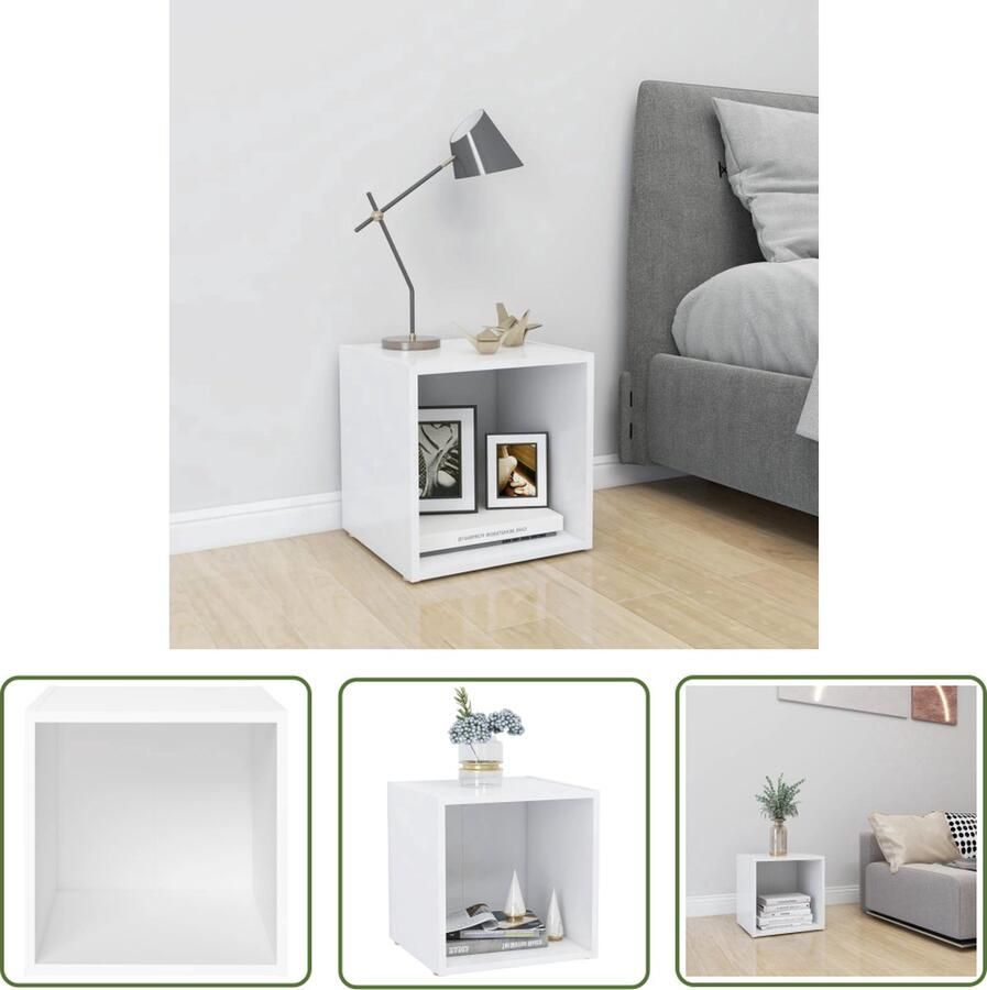 The Living Store Televisiemeubel Vrijstaande Televisiekast 37 x 35 x 37 cm Wit Bewerkt Hout - Foto 2