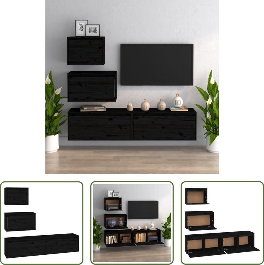 The Living Store Televisiemeubel Wandkast 45 x 30 x 35 cm Massief grenenhout