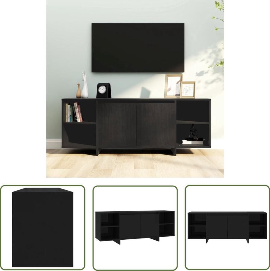 The Living Store televisiemeubel zwart 130 x 35 x 50 cm spaanplaat Televisiescherm Tv-meubel Tv Stand Mediabox Entertainment Center - Foto 2