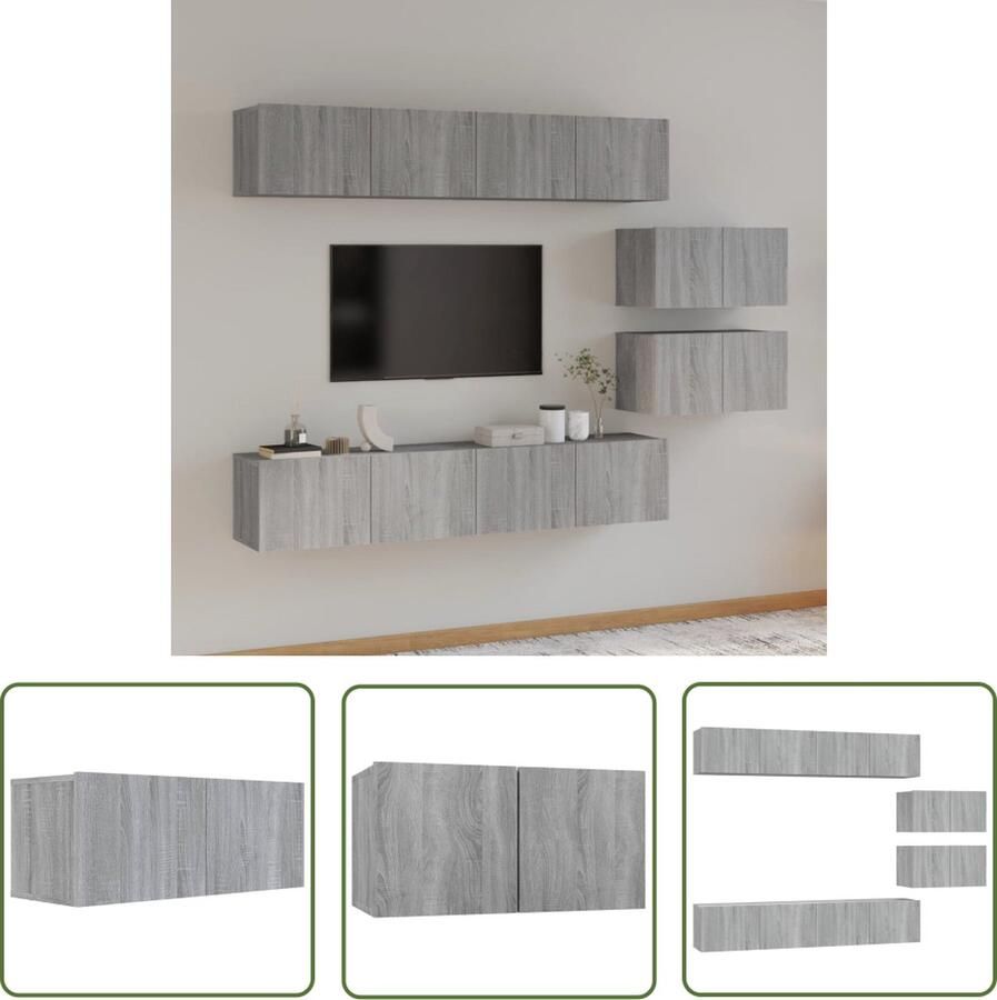 The Living Store Televisiemeubelset grijs sonoma eiken 6 stuks - Foto 2