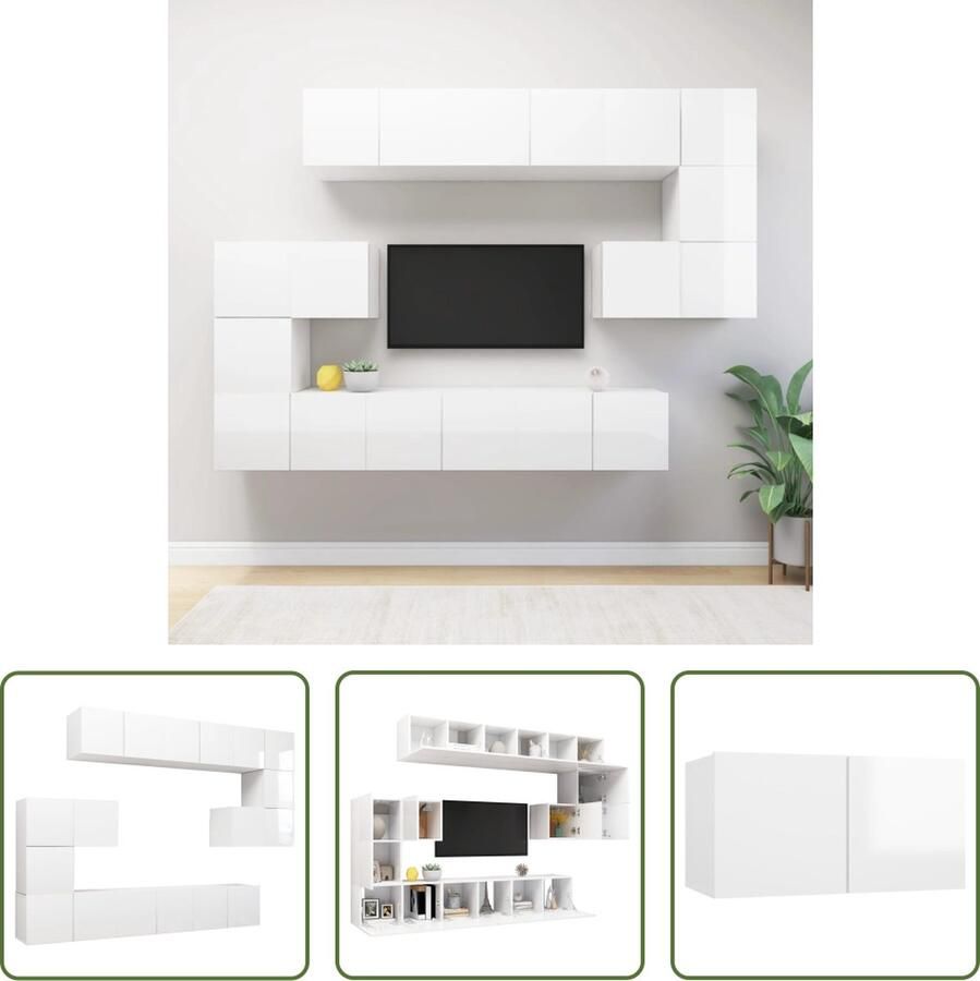 The Living Store Televisiemeubelset Hangend Spaanplaat 10-delige set 8x 60x30x30cm 2x 30.5x30x30cm - Foto 2