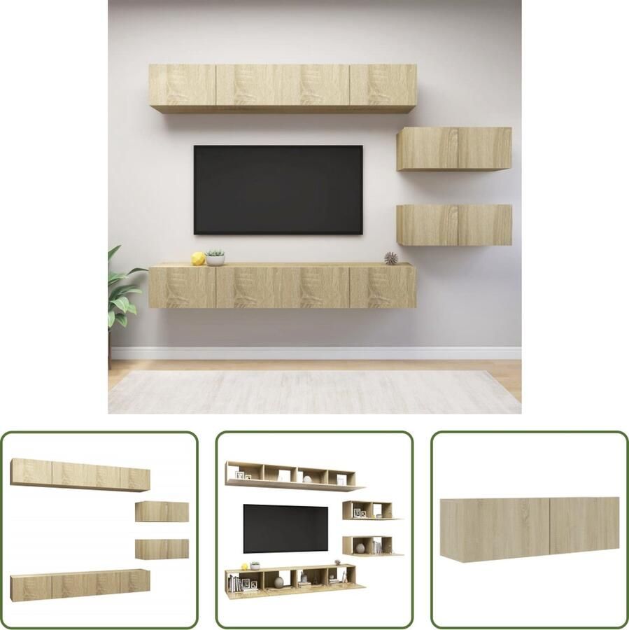 The Living Store Televisiemeubelset Hangend Spaanplaat Sonoma eiken 4x 100x30x30 cm 2x 80x30x30 cm - Foto 2