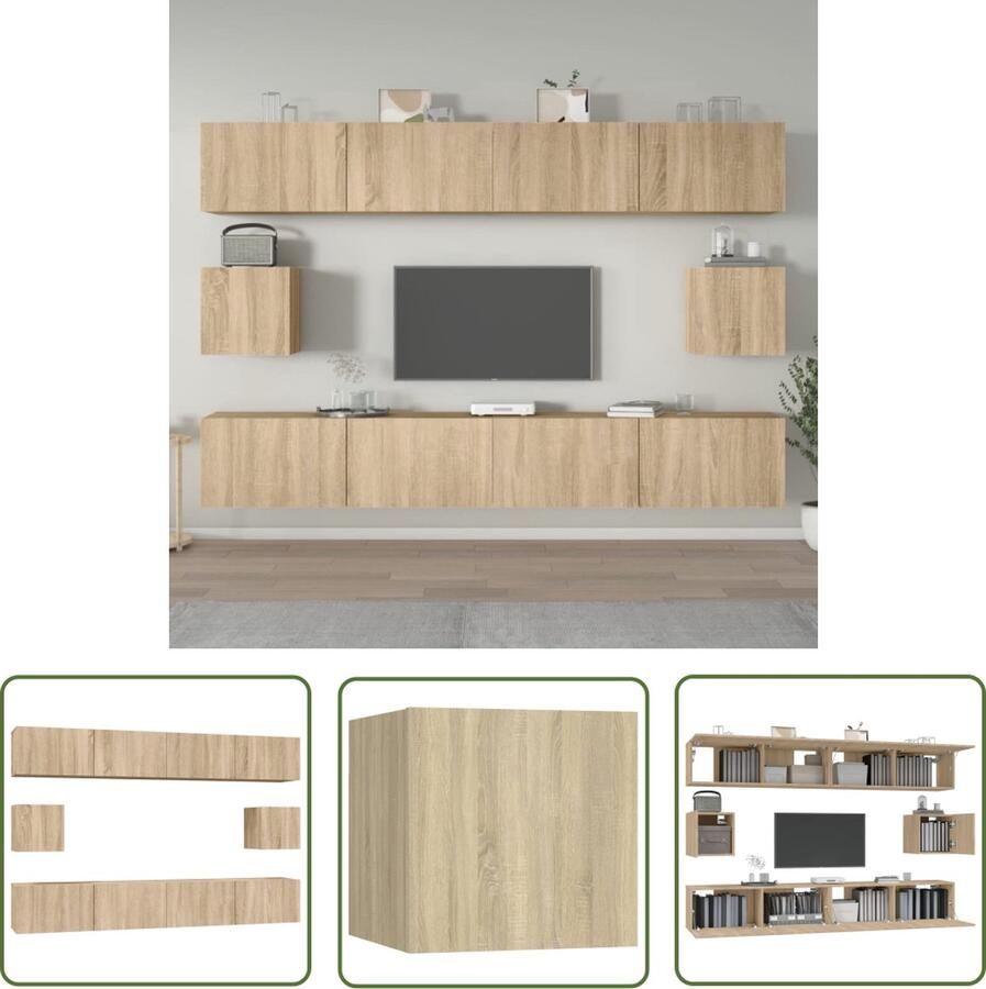 The Living Store Televisiemeubelset Sonoma eiken 4x 100x30x30cm 2x 30.5x30x30cm - Foto 2