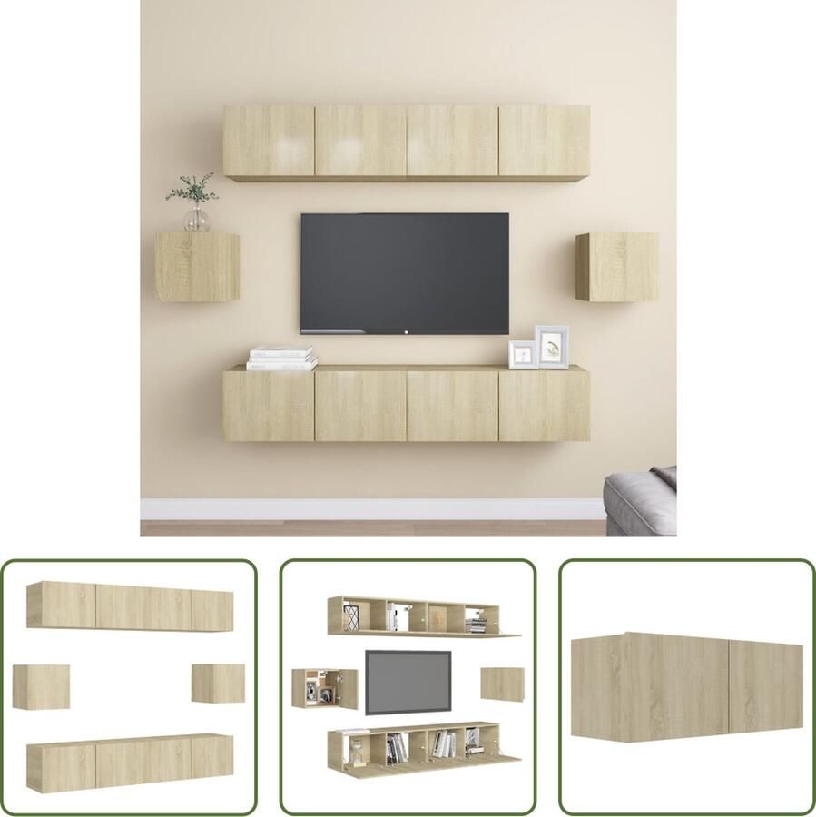 The Living Store Televisiewandmeubelset Serie- Opbergruimte 80x30x30 cm Sonoma eiken - Foto 2