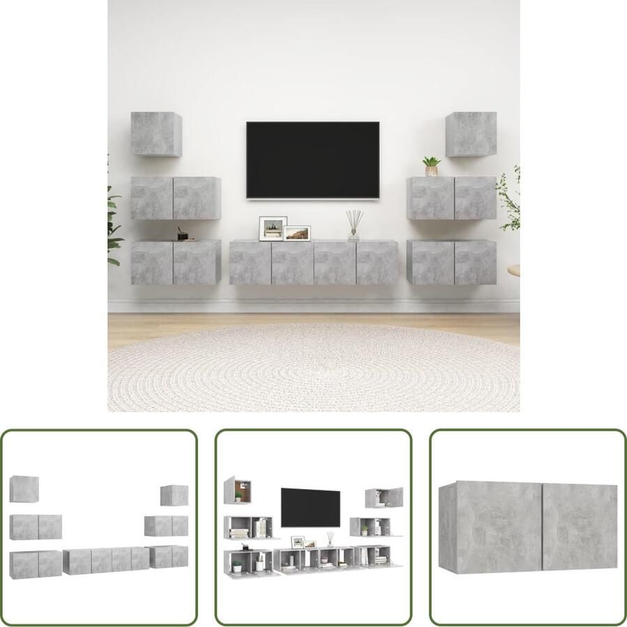 The Living Store Televisiemeubelset TV-kasten Betongrijs Verschillende maten Stevig en duurzaam Montage vereist - Foto 2