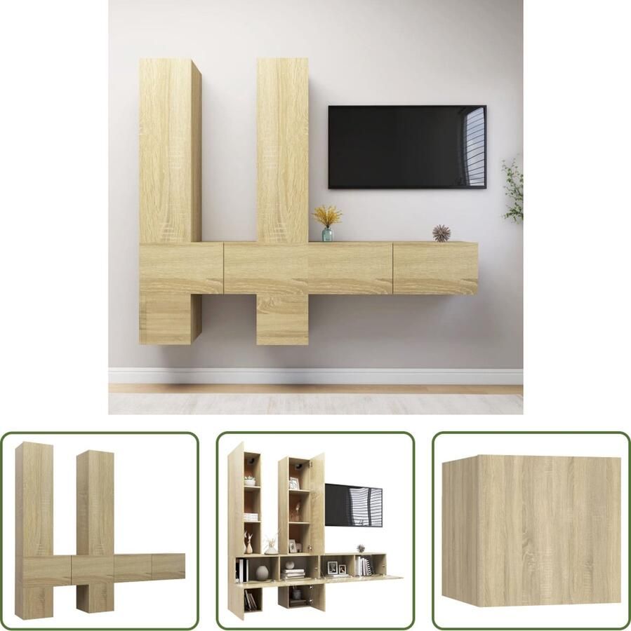 The Living Store Televisiemeubelset Sonoma Eiken Hangend 2x 30.5x30x30 cm 2x 30.5x30x110 cm 2x 100x30x30 cm - Foto 2