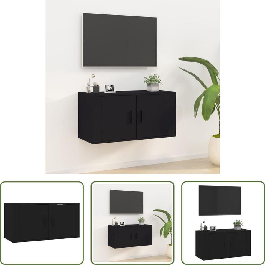 The Living Store Televisiewandmeubel Klassiek Design Opbergruimte Wandgemonteerd 80x34.5x40cm - Foto 2