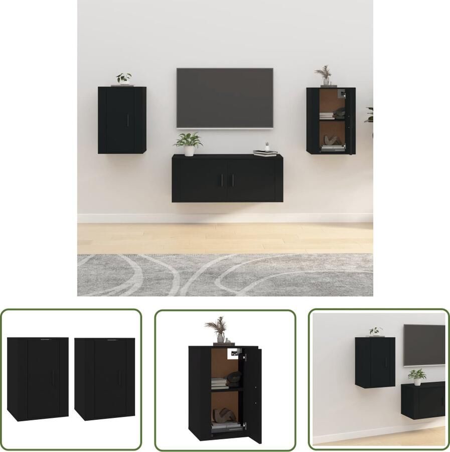 The Living Store Televisiewandmeubel Serie 2 TV-wandmeubel 40x34.5x60 cm Zwart - Foto 2