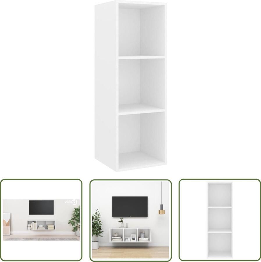 The Living Store Televisiewandmeubel wit 37 x 37 x 107 cm spaanplaat - Foto 2