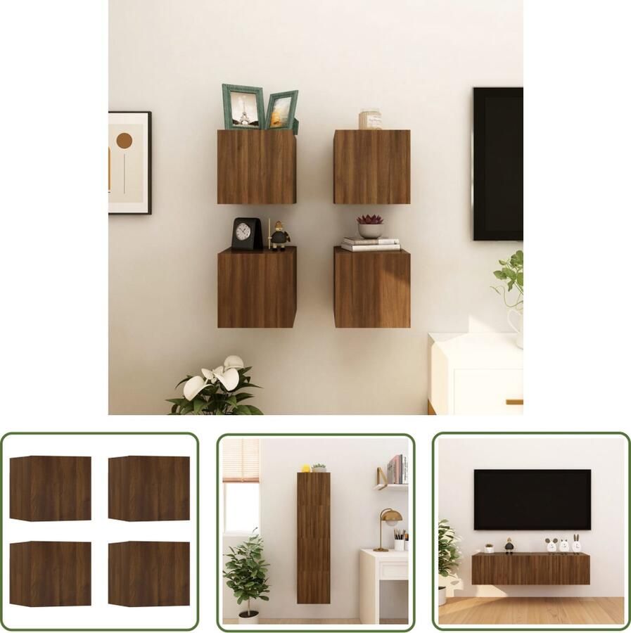 The Living Store Televisiewandmeubel Serie Hangkast 30.5 x 30 x 30 cm Bruineiken - Foto 2