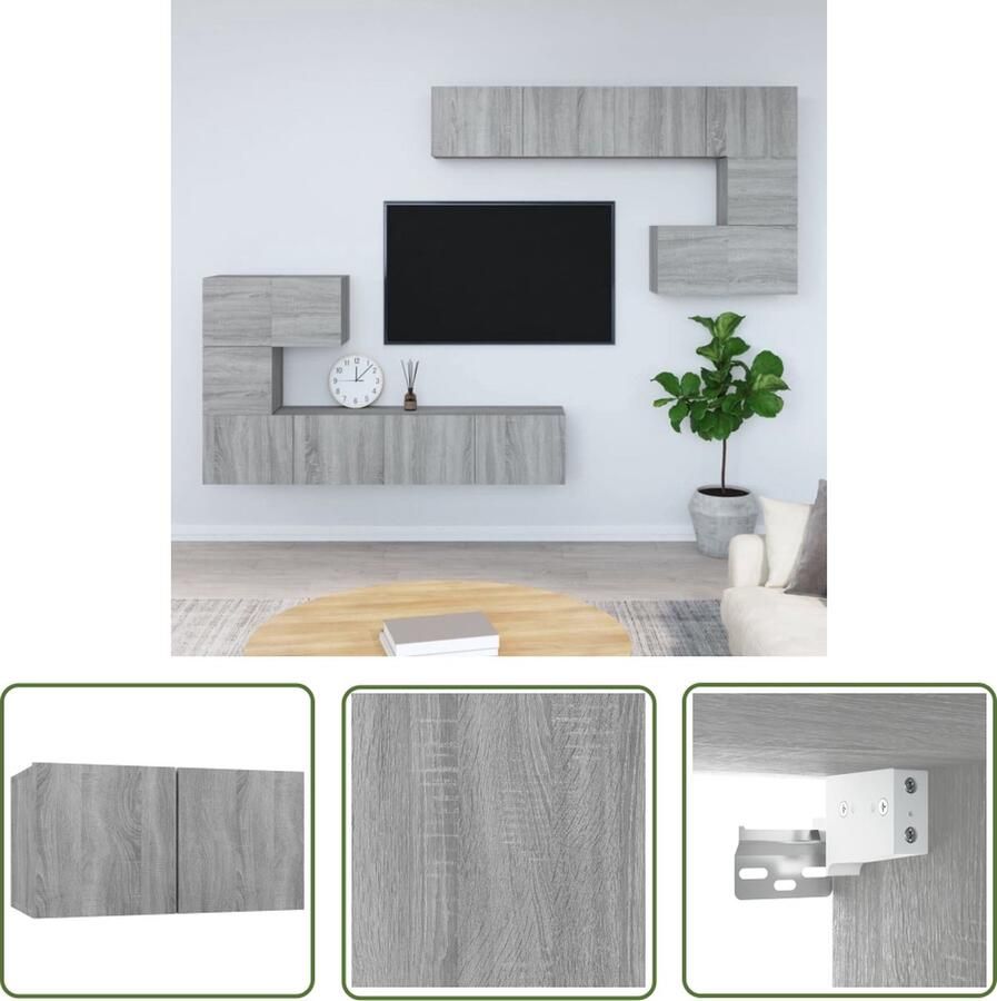 The Living Store Televisiewandmeubelen Sonoma Eiken Set van 2(S) + 2(M) + 4(L) Hoge Kwaliteit - Foto 2