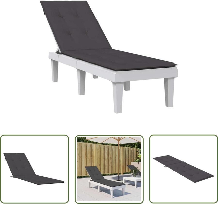 The Living Store Terrasstoelkussen (75+105)x50x3 cm stof gemêleerd antraciet Terrasstoel Kussen Buitensteun Kussen Lounge Kussen Balkon Kussen Tuinkussen