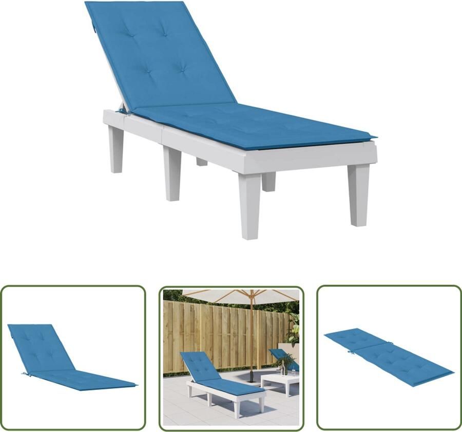 The Living Store Stoelkussen GemÃªleerd Blauw 75+105 x 50 x 3 cm Polyester Holle Vezels Stoelkussen Terrasstoel Outdoordecoratie Balkon Tuin