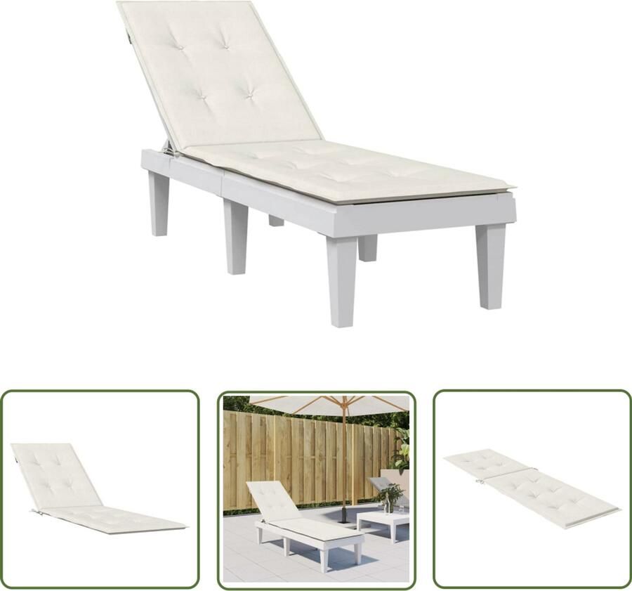 The Living Store Terrasstoelkussen (75+105)x50x3 cm stof gemêleerd crèmekleurig Terrasstoel Kussen Buitendruk Tuinkussen Balkon Kussen Lounge Kussen