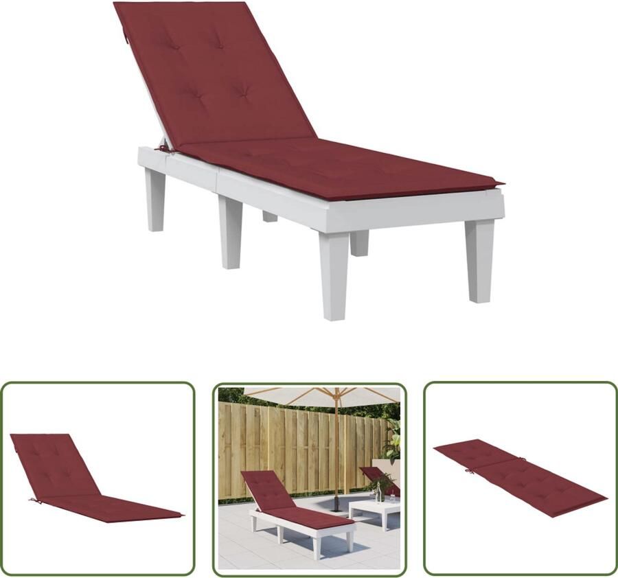 The Living Store Terrasstoelkussen (75+105)x50x3 cm stof gemêleerd wijnrood Terrasstoel Kussen Lounge Kussen Buitendruk Tuin Kussen Outdoor Kussen
