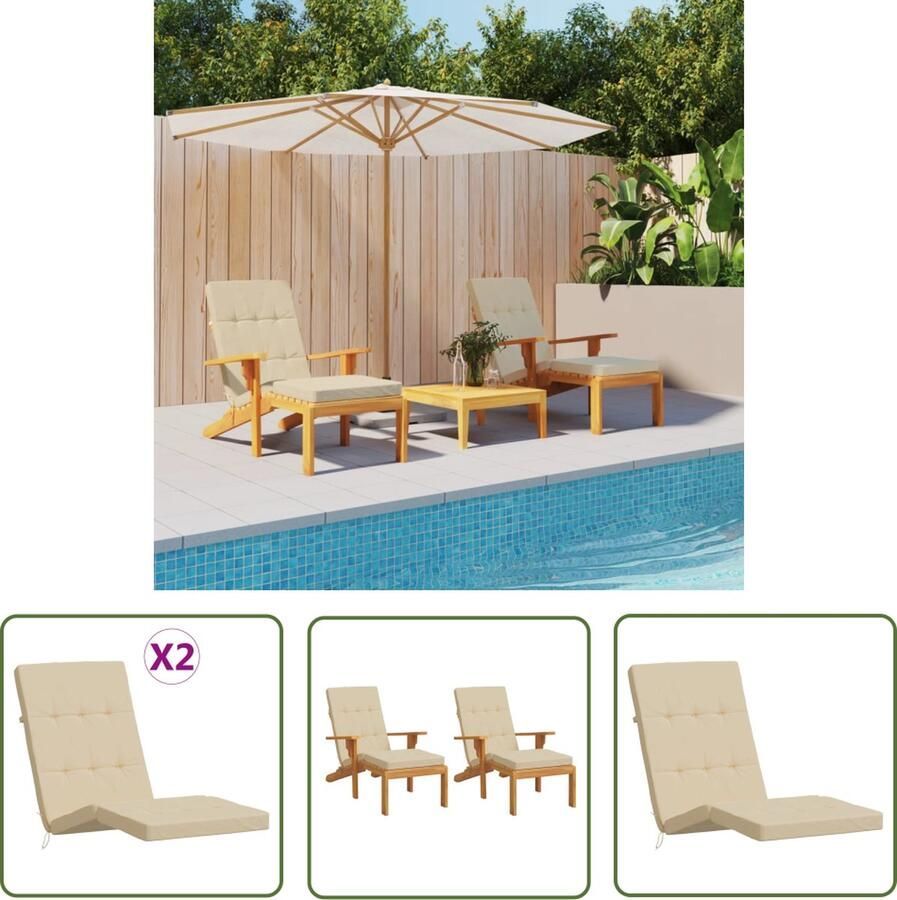 The Living Store Terrasstoelkussens 2 st oxford stof beige Terrasstoel Kussentje Lounge Kussen Tuinkussen Outdoor Kussen Balkon Kussen