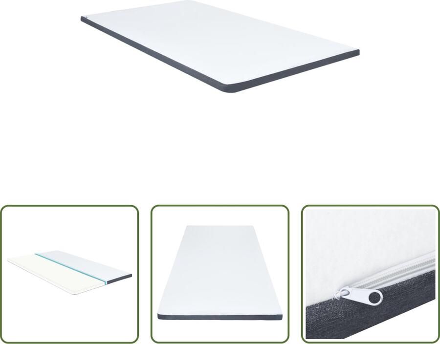 The Living Store Topmatras Boxspring 5 cm Traagschuim Wit en donkergrijs Boxspringtopmatras Topmatras Slaapcomfort Traagschuim Boxspring