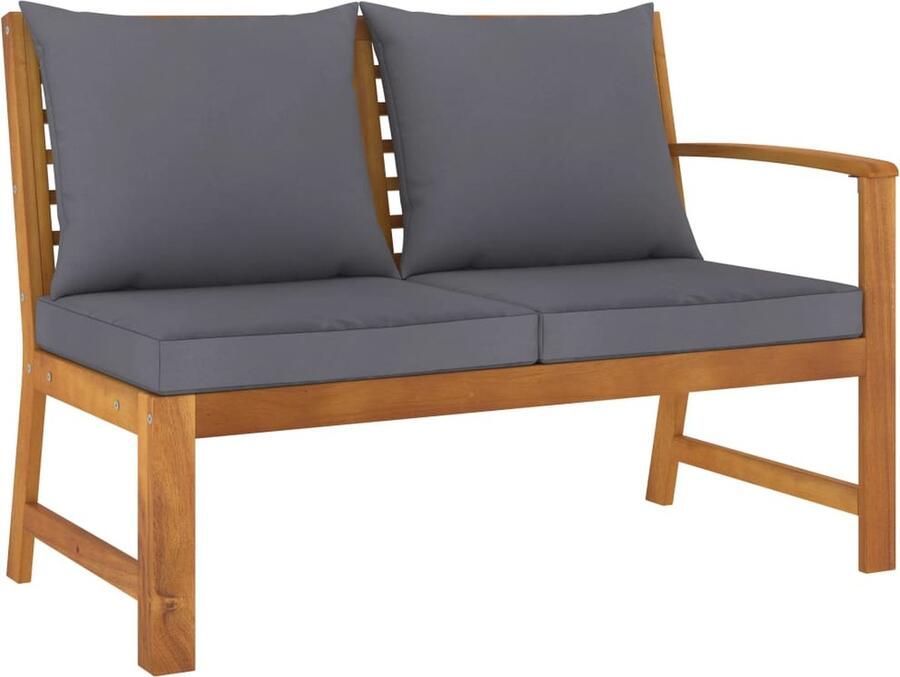 The Living Store Tuinbank met donkergrijs kussen 114 5 cm massief acaciahout Tuinbank Acacia Hout Tuinset Buitendecoratie Loungestoel