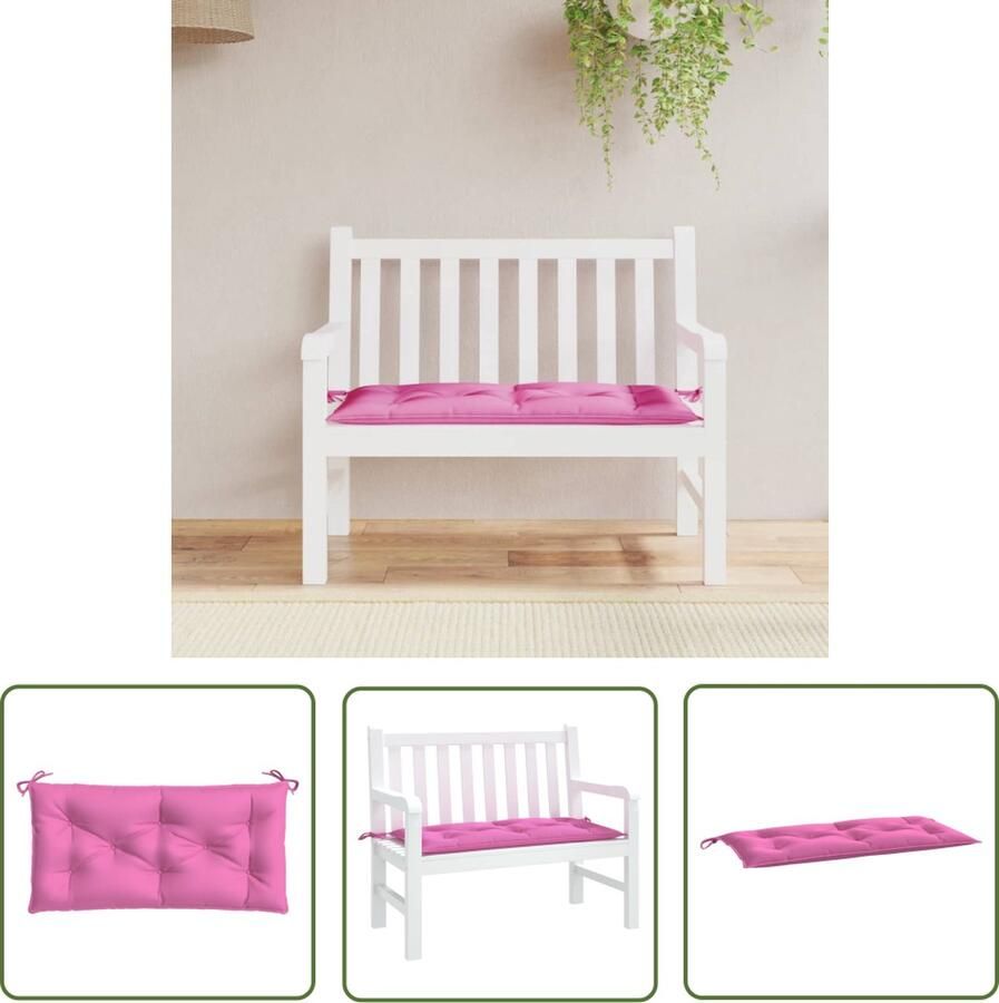 The Living Store tuinbankkussen Polyester 110x50x7cm Roze Tuinbankkussen Buitenkussen Balkondecoratie Zithoek Accessoires Rosé