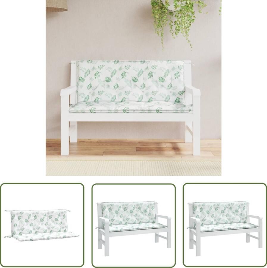 The Living Store Tuinbankkussens Polyester 120 x 50 x 7 cm Met bladpatroon Tuinbankkussens Buitenkussens Tuinkussens Lounge Set Kussens Balkon Kussens
