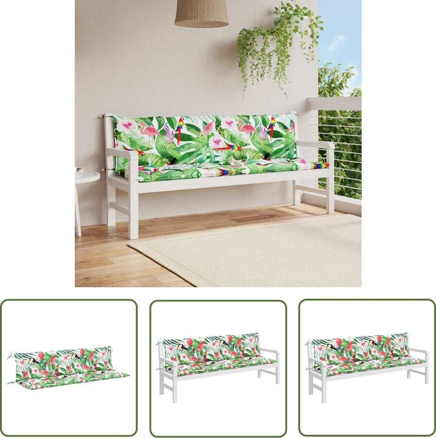 The Living Store tuinbankkussens 200x50x7 cm waterafstotend polyester holle vezel inclusief 4 sets touwtjes Tuinbankkussens Buitenkussens Lounge Set Kussens Balkon Kussens Patio Kussens