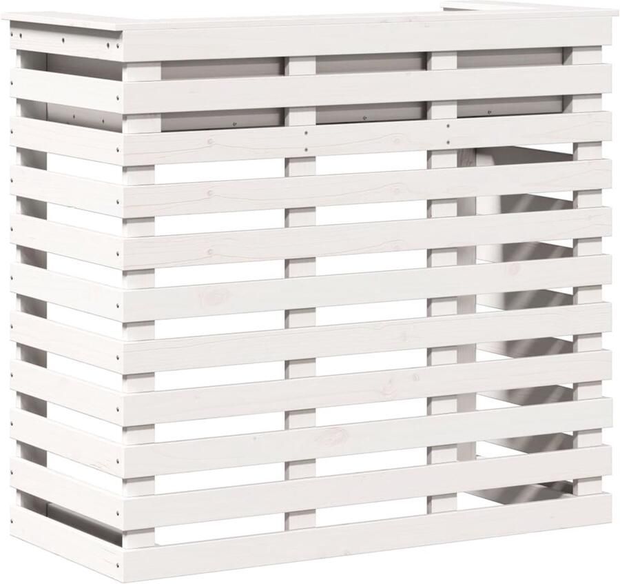 The Living Store Tuinbartafel 113 5x50x103 cm massief grenenhout wit Tuinbartafel Houten Bartafel Buitenbartafel Bistrotafel Tuintafels