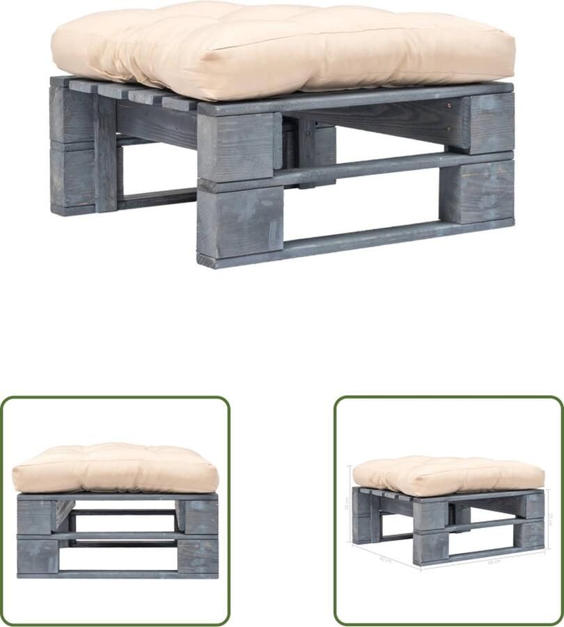 The Living Store Pallet Hocker Tuinvoetenbank 60x60x35 cm GeÃ¯mpregneerd grenenhout Tuinstoel Pallet Meubilair Buis Stoel Lounge Bank Outdoor Seating