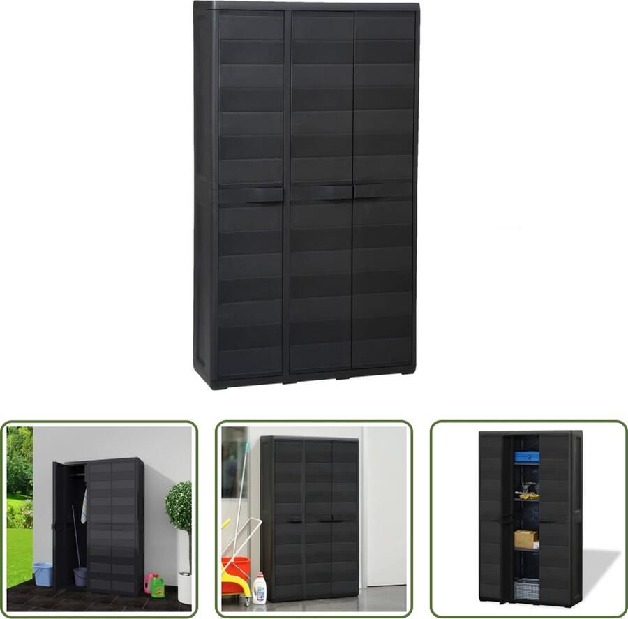 The Living Store Tuinkast Zwart 97 x 38 x 171 cm TÜV-GS gecertificeerd - Foto 2