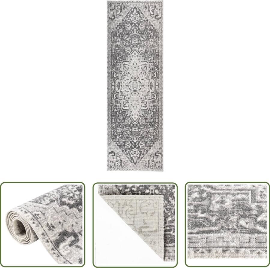 The Living Store Tuinkleed Musthave Vloerkleed 80 x 250 cm Lichtgrijs PP materiaal