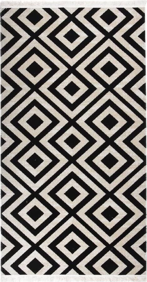 The Living Store Tuinkleed Musthave Vloerkleed 80x150 cm Zwart beige PP materiaal