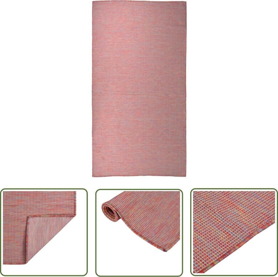 The Living Store Tuinkleed Platgeweven Buiten 80x150 cm Rood Duurzaam UV-Bestendig