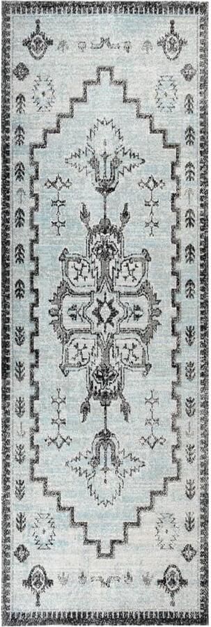 The Living Store Buitenkleed platgeweven 80x250 cm groen en grijs Tuintapijt Buitentapijten Patio Tapijten Veranda Tapijt Groene Tapijten - Foto 2